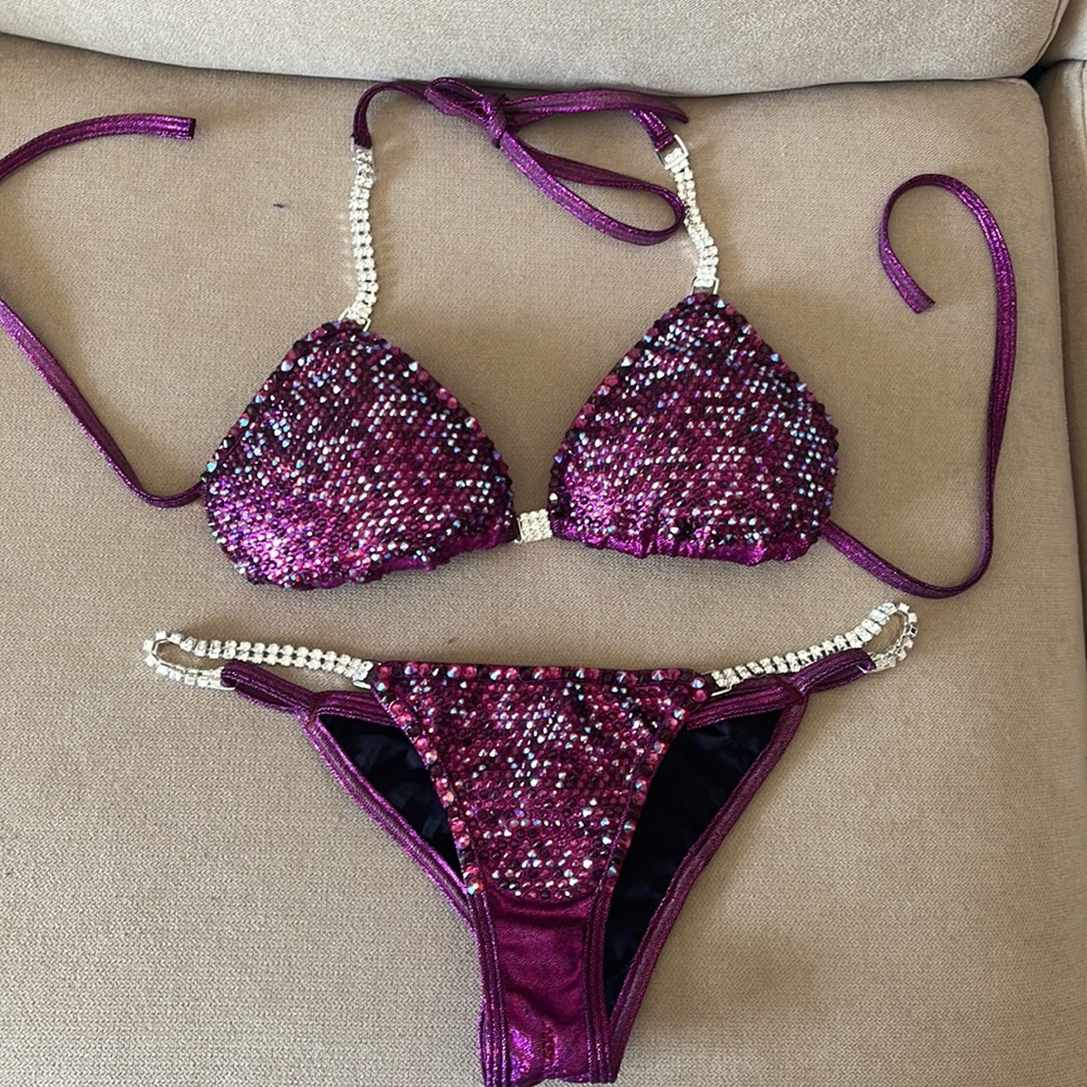 Angel Competition bikini AB fuchsia hologram cranberry